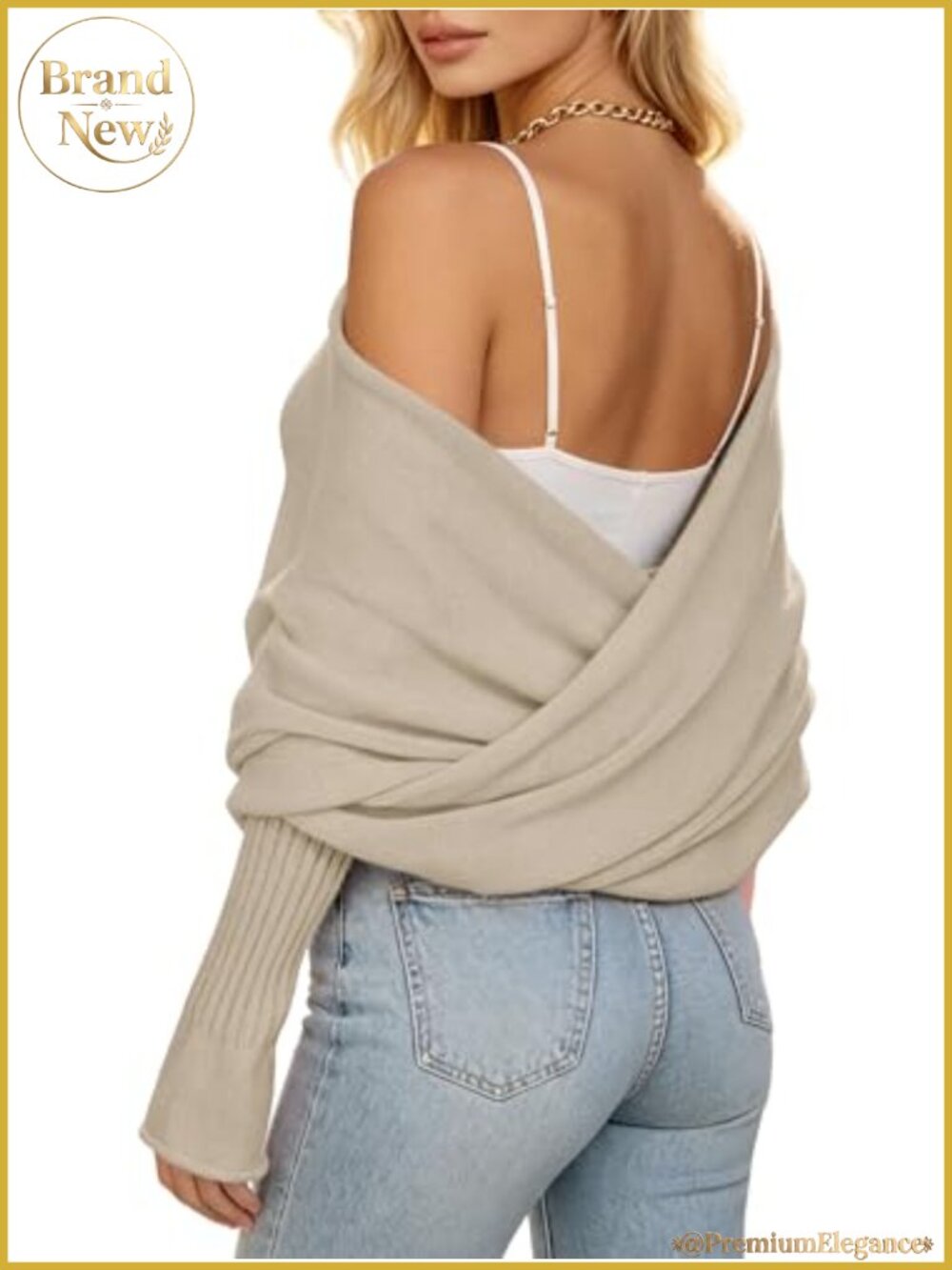 Soft Knit Sweater Shawl Wrap Women Criss Cross Long Sleeve Bridal Shrug